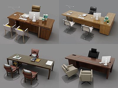 3d现代办公桌班台模型