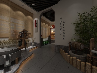 中式村史馆展厅模型3d模型