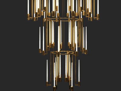 3d现代金属水晶吊灯模型