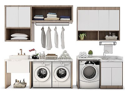 3d洗衣机橱柜组合模型