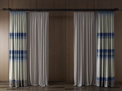 现代窗帘挂帘双层帘纱帘模型3d模型
