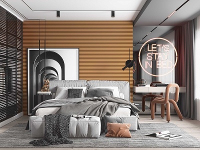 北欧现代卧室模型3d模型
