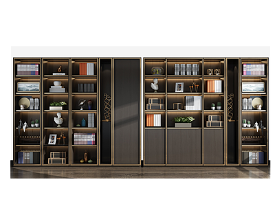 3d现代书柜装饰柜组合模型