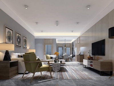 3d现代客厅沙发装饰画模型
