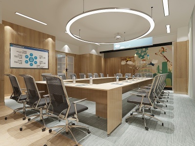 3d现代办公室会议区模型