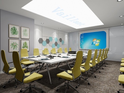 3d现代会议室会议桌会议椅模型