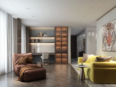 现代客厅懒人沙发休息室模型3d模型