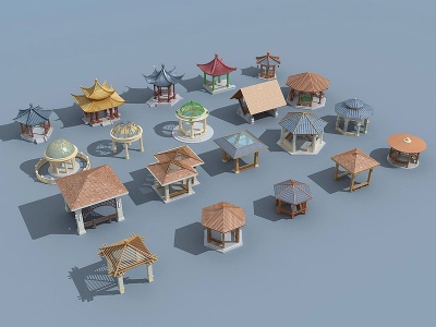 泰式东南亚古建凉亭模型