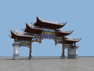 3d中式牌楼模型