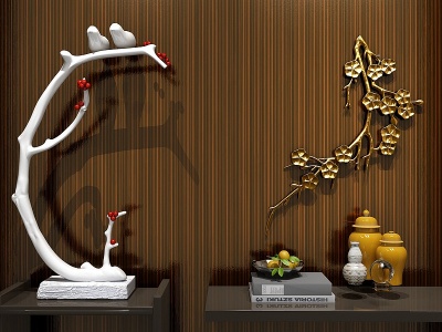 3d新中式树枝装饰挂件模型
