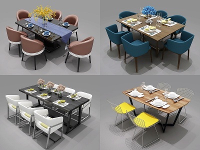 3d后<font class='myIsRed'>现代餐桌椅</font>组合模型