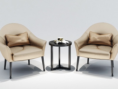 3d现代椅子休闲椅茶几模型