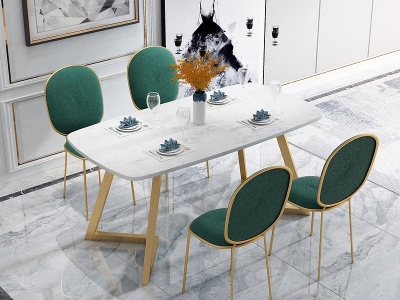 大理石餐桌椅模型3d模型