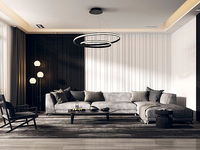 3d现代客厅现代沙发组合模型