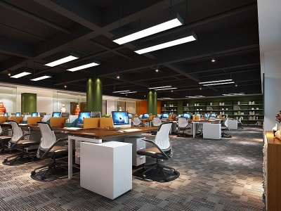 现代办公空间3d模型