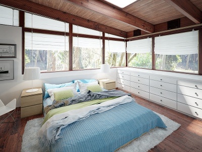 3d现代简约北欧宜家风卧室模型