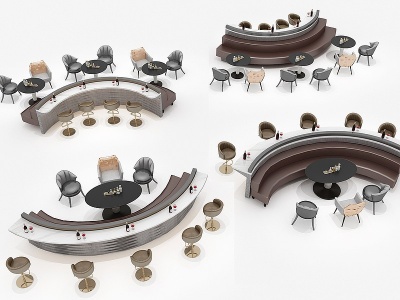 餐桌椅现代桌椅组合模型3d模型