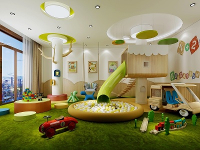 3d现代幼儿园淘气堡模型
