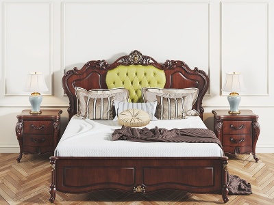 3d欧式古典欧式床风格组合模型