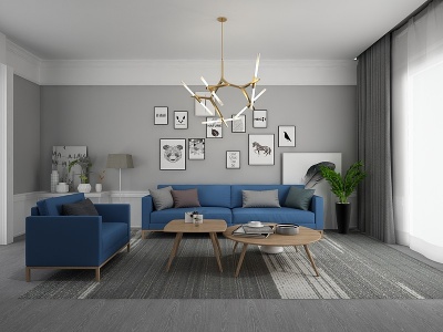 3d现代家居客厅现代沙发组合模型
