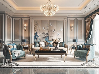 3d欧式古典客厅模型