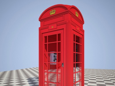 美式电话亭模型3d模型