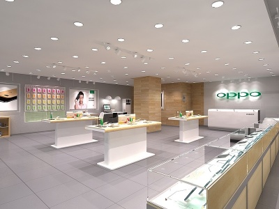 3d现代oppo手机专卖店展厅模型