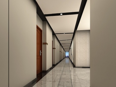 3d现代酒店走廊过道模型