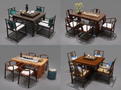 3d中式<font class='myIsRed'>茶</font>桌椅组合模型