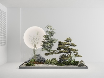 新中式盆栽景观3d模型