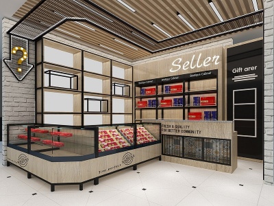 3d现代超市烟酒柜专卖店模型