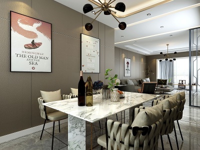 3d现代客餐厅起居室模型