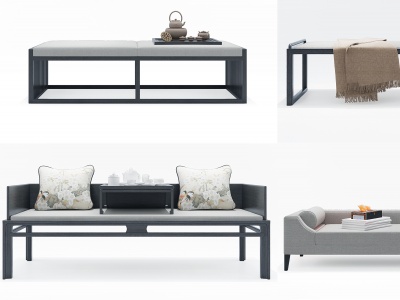 古典实木罗汉床沙发模型3d模型