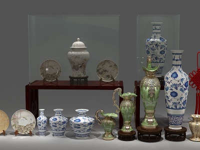 中式陶瓷器皿瓷器模型3d模型