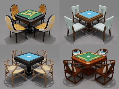 3d现代麻将桌简欧麻将桌模型