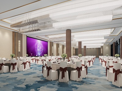3d新中式现代酒店宴会厅模型