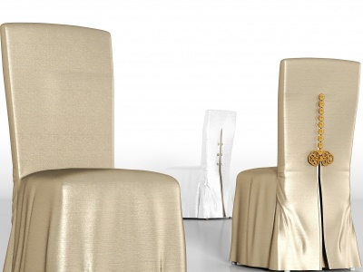 3d奢华丝绸宴会厅餐椅组合模型