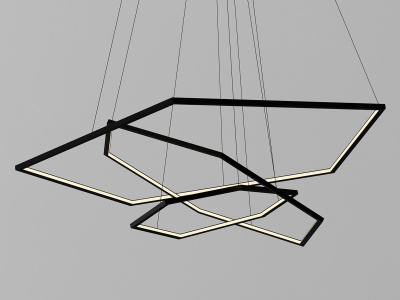 3d新中式现代金属吊灯模型