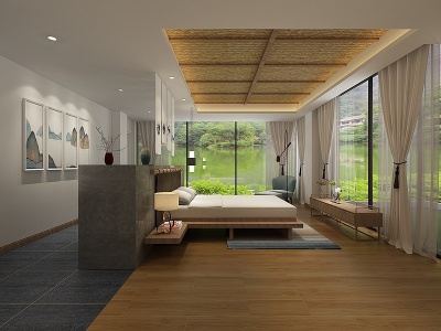 3d日式名宿卧室模型