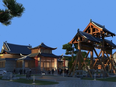 中式古建景区商业街牌坊模型3d模型