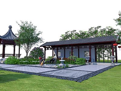 中式园林景观古建凉亭模型3d模型