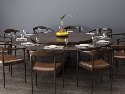 现代餐桌餐桌椅圆桌3d模型