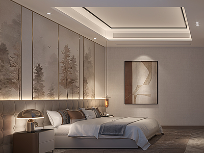 新中式卧室中式卧室模型3d模型