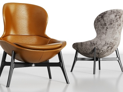 3d现代金属皮革绒布单椅组合模型