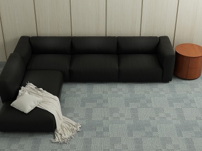现代黑色转角沙发模型3d模型