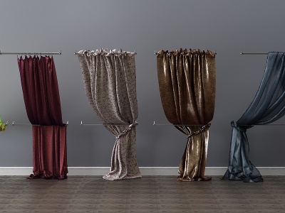 现代窗帘挂帘双层帘模型3d模型