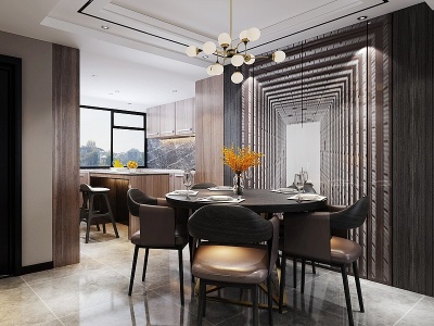3d现代客餐厅沙发组合模型