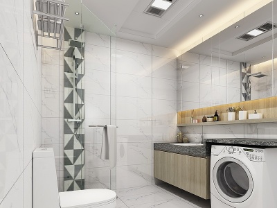3d现代淋浴间浴室柜淋浴隔断模型