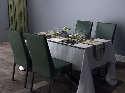 3d现代餐桌餐桌椅饭桌模型