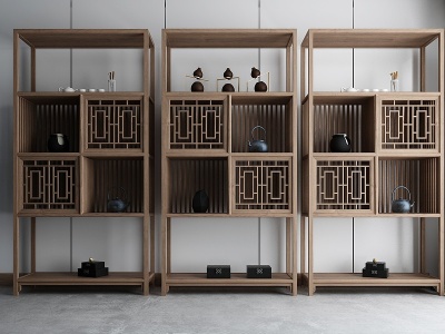 新中式博古架装饰柜玄关柜模型3d模型